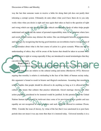 Discussions of Ethics and Morality