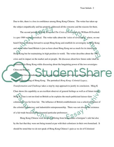 Establishment of Hong Kong as a British Colony