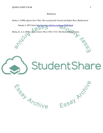 Queen Annes War - the Second of the French and Indian Wars