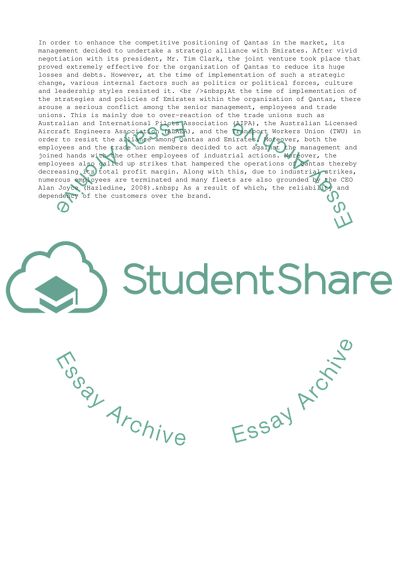 Leadership that influence Implementation at Qantas