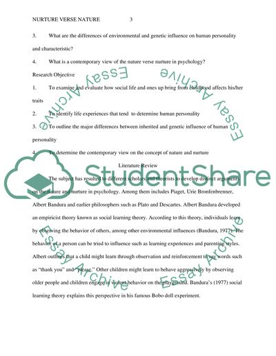 Nature Verse Nurture in Psychology