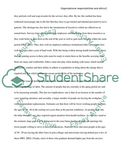 Organizational Responsibility and Ethics Paper