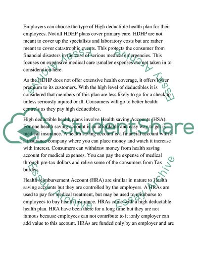 Who Benefits Employer or Consumer with High Deductible Health Plans