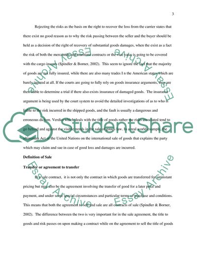 Electronic Commerce Law: Passing of Property and Risk