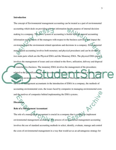 Methods of Accounting the Environmental Costs