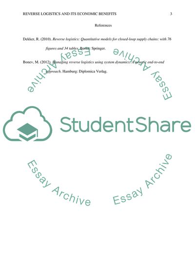 Reverse Logistics and Its Economic Benefits