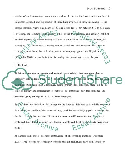 Drug Screening Questions