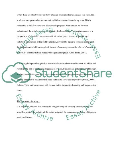 Student Testing in Elementary Schools in America