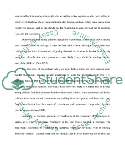 Premartial Cohabitation and Marital Instability