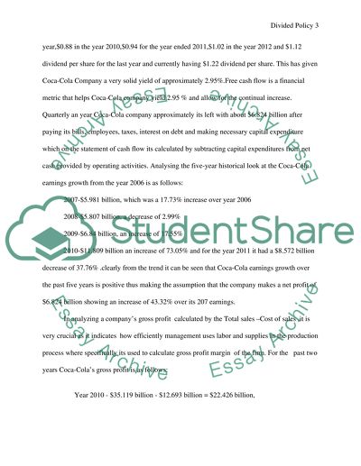 Dividend Policy of the Coca-Cola Company