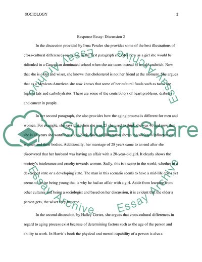 Sociology of aging classmate response 2