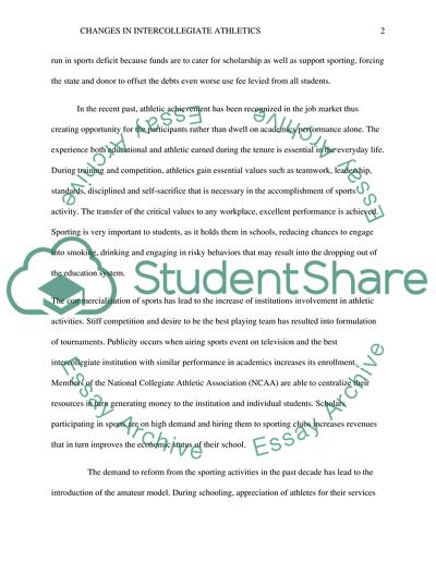 Changes in Intercollegiate Athletic