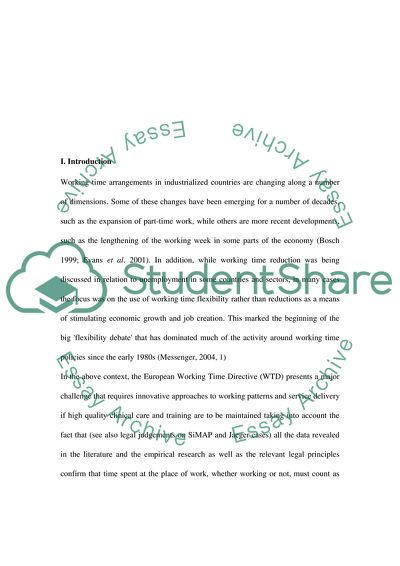 Working Time Directive and its Implementation in the UK