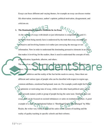 The Dominating Persuasive Elements In An Essay