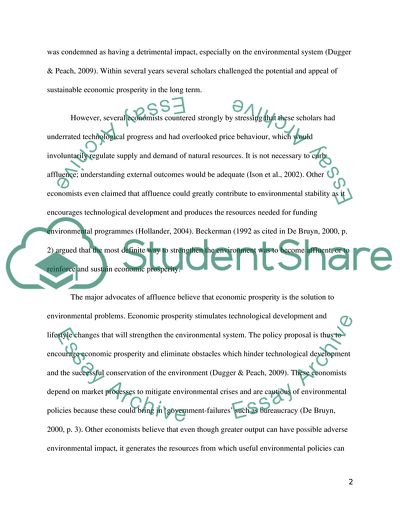 Affluence: Is it a Solution to the Environmental Crisis