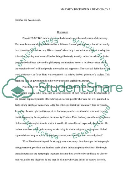 Majority decision in a democracy