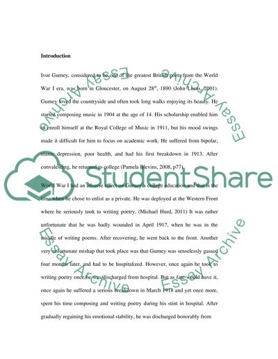 To His Love by Ivor Gurney