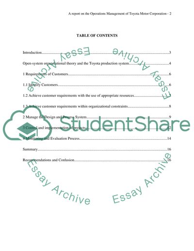 Operations Management of Toyota Motor Corporation