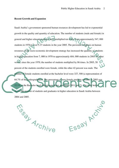 The Public Higher Education in Saudi Arabia