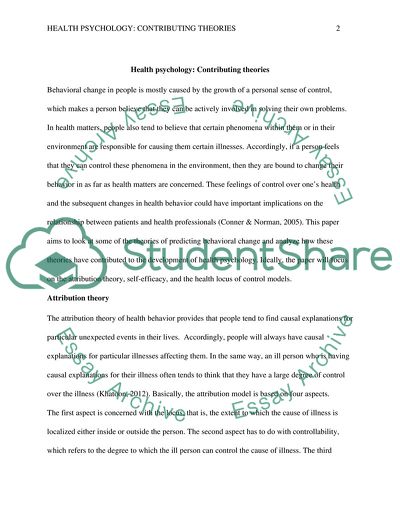 Theories Contributed to Health Psychology