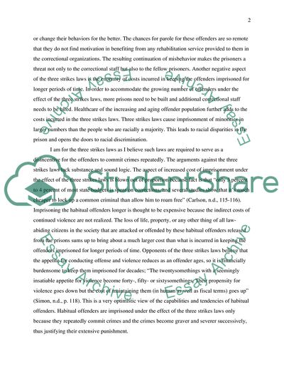 The Main Argument in Favor of the Implementation of the Three Strikes Laws