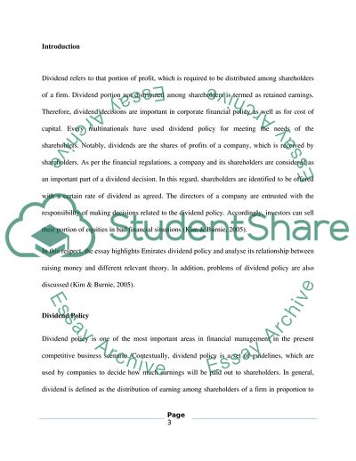 Emirates Dividend Policy