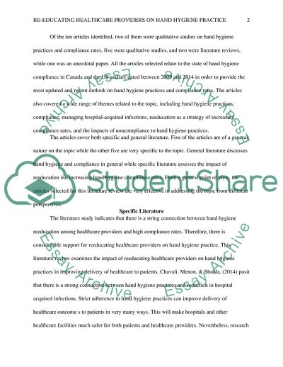 Hand Hygiene Practices and Compliance Rates from Medical Professionals