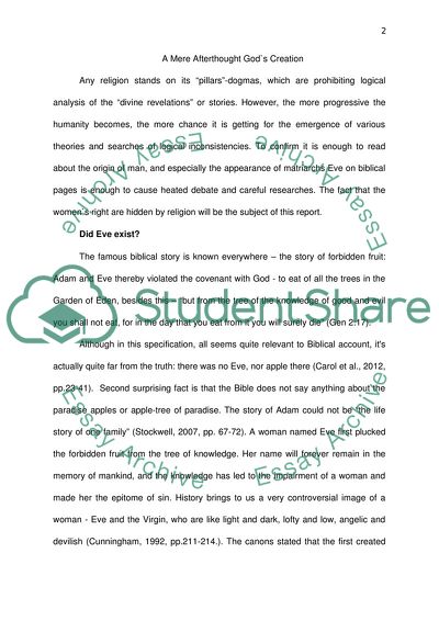 A Mere Afterthought God`s Creation