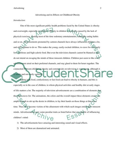 Advertising and its effects on childhood obesity