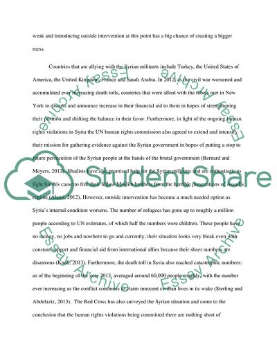 Should the Outside World Intervene to Help the Victims of Violence In Syria