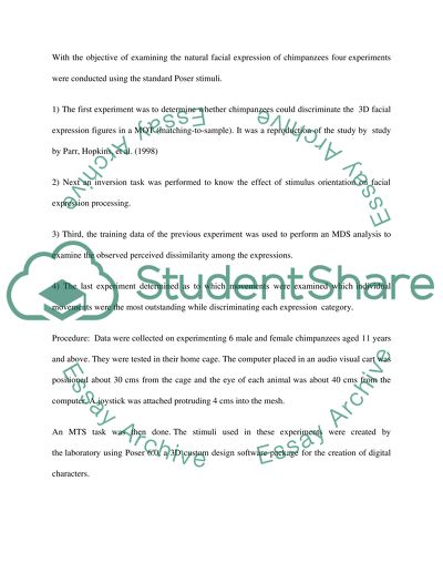 Facial Expression Categorization by Chimpanzees Using Standardized Stimuli