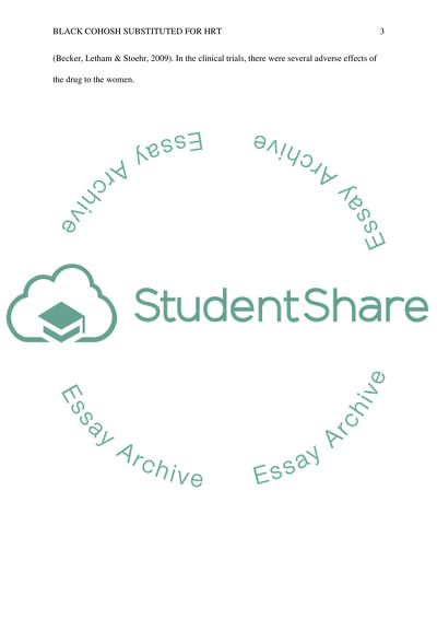 Is black cohosh a safe and effective substitute for hormone replacement therapy