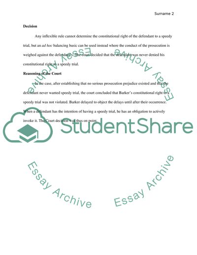 Facts and Legal Question in Barker v. Wingo Case