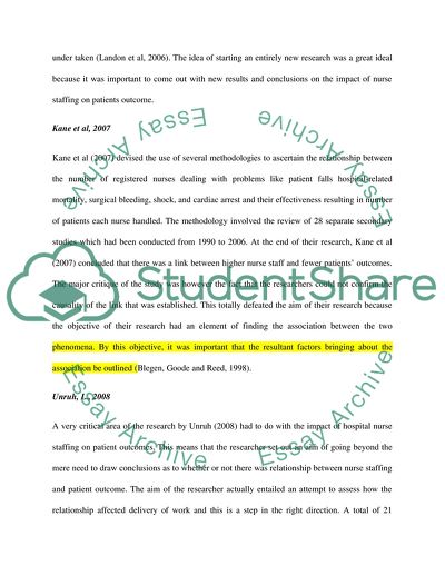 Nurse Staffing and Patient Outcome