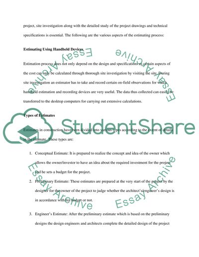Cost Estimating Process