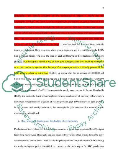 Describe the journey of a Red Blood Cell around the body