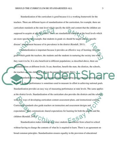 Should the Curriculum Be Standardized All