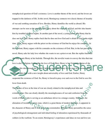 Is Henry an Existentialist - A Farewell to Arms by Ernest Hemingway