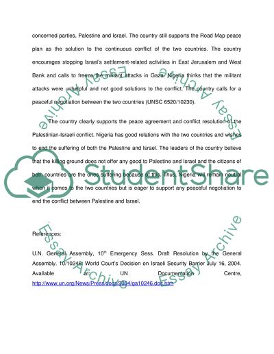 Nigerias Position on the Palestinian-Israeli Conflict