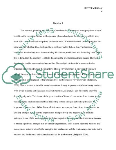 Financial statement of a company