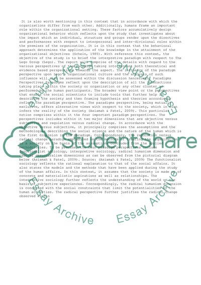 The Influence of the Paradigm Perspective upon Legos Organizational Culture