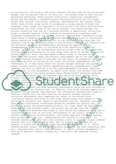 Phases of Project Life Cycle