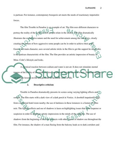 Criticism of Art, Trouble in Paradise