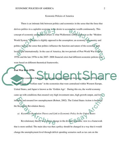 Economic Policies of America