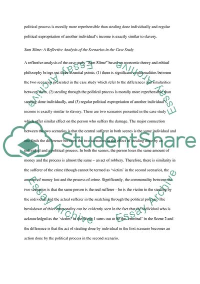 Sam Slime: A Reflective Analysis of the Scenarios