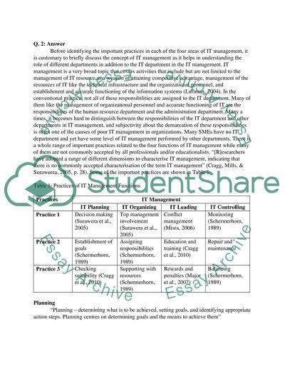 IT Management Practices in Organisations