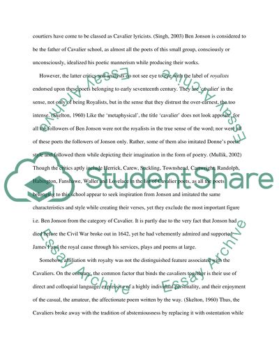 Metaphysical and Cavalier 17th century poetry