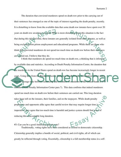 Answer the three questions by writing at least a page stating your opinion on each question