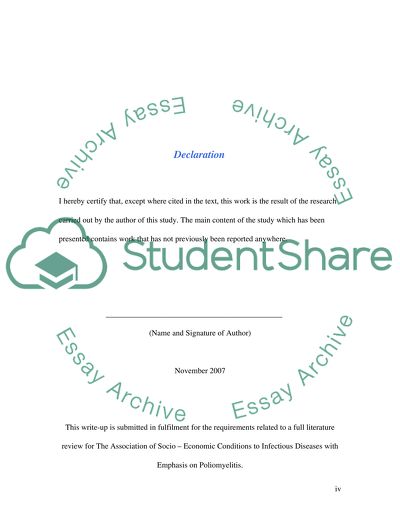 Association of socio-economic conditions to infectious diseases with emphasis on poliomyelitis