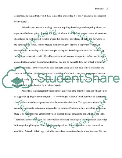 The Main Difference between Aristotles Account of Virtue and Socrates Account of Virtue